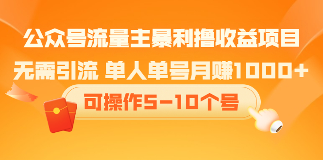 公众号流量主暴利撸收益项目，空闲时间操作搞钱项目网-网创项目资源站-副业项目-创业项目-搞钱项目搞钱项目网