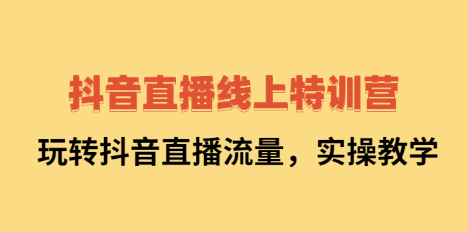 抖音直播线上特训营：玩转抖音直播流量，实操教学搞钱项目网-网创项目资源站-副业项目-创业项目-搞钱项目搞钱项目网