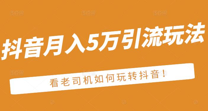 老古董·抖音月入5万引流玩法，看看老司机如何玩转抖音(附赠：抖音另类引流思路)搞钱项目网-网创项目资源站-副业项目-创业项目-搞钱项目搞钱项目网