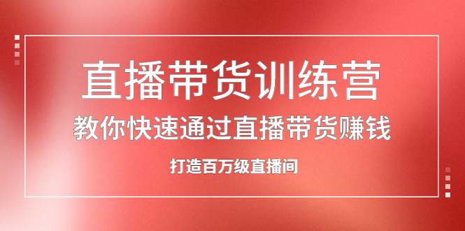 直播带货训练营，教你快速通过直播带货赚钱，打造百万级直播间搞钱项目网-网创项目资源站-副业项目-创业项目-搞钱项目搞钱项目网