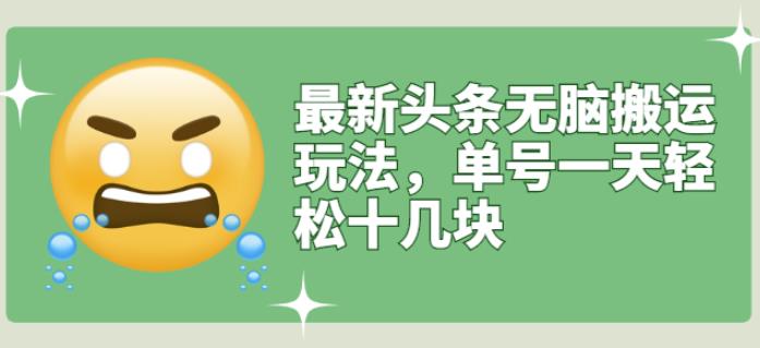 最新头条无脑搬运玩法，单号一天轻松十几块【视频教程+搬运软件】搞钱项目网-网创项目资源站-副业项目-创业项目-搞钱项目搞钱项目网