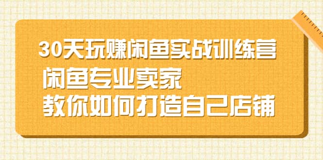 30天玩赚闲鱼实战训练营，闲鱼专业卖家教你如何打造自己店铺搞钱项目网-网创项目资源站-副业项目-创业项目-搞钱项目搞钱项目网