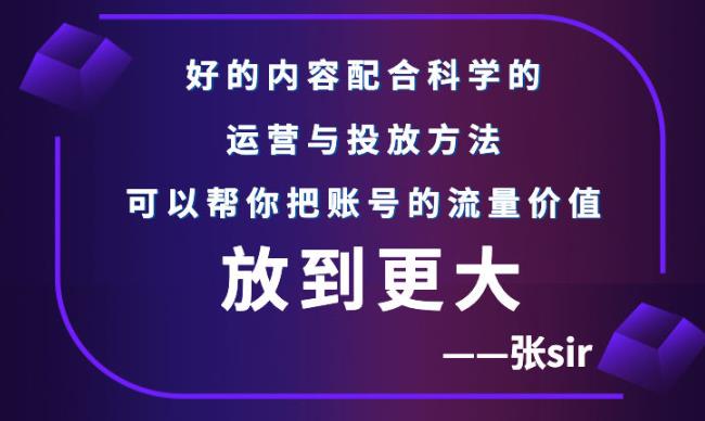 张sir账号流量增长课，告别海王流量，让你的流量更精准搞钱项目网-网创项目资源站-副业项目-创业项目-搞钱项目搞钱项目网