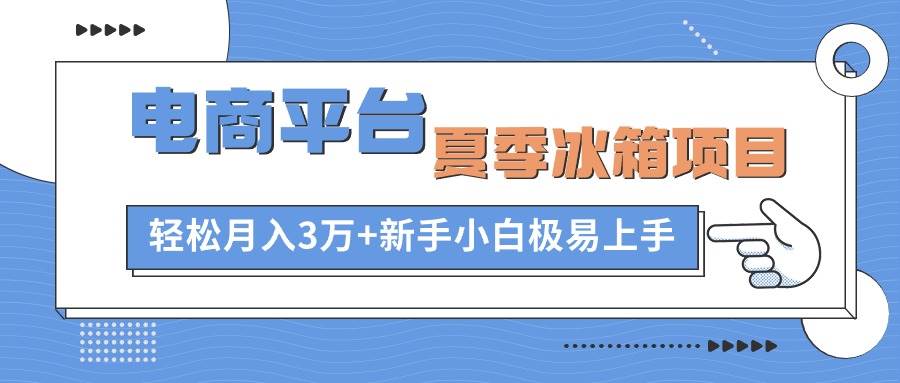 电商平台夏季冰箱项目，轻松月入3万+，新手小白极易上手搞钱项目网-网创项目资源站-副业项目-创业项目-搞钱项目搞钱项目网