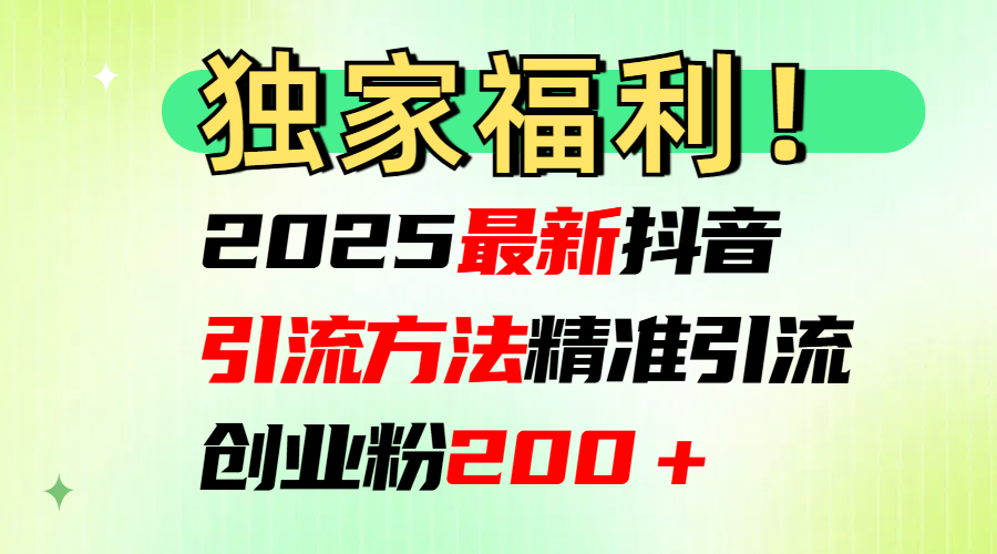 2025最新抖音引流方法每日精准引流创业粉200＋搞钱项目网-网创项目资源站-副业项目-创业项目-搞钱项目搞钱项目网