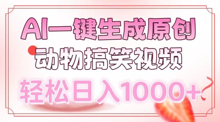 AI一键生成原创动物搞笑视频，轻松日入1000+搞钱项目网-网创项目资源站-副业项目-创业项目-搞钱项目搞钱项目网