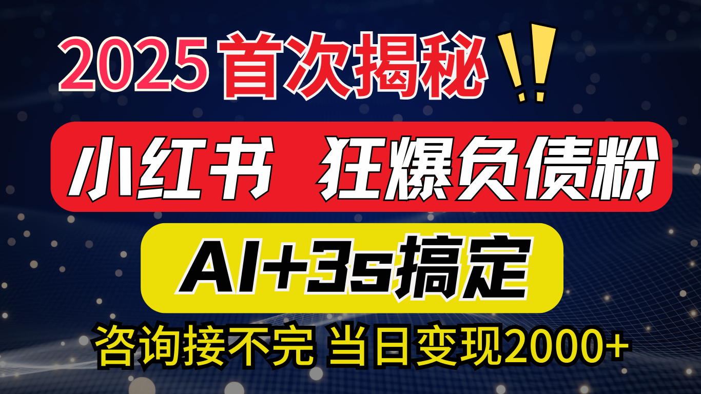 2025引流天花板：最新小红书狂暴负债粉思路，咨询接不断，当日入2000+搞钱项目网-网创项目资源站-副业项目-创业项目-搞钱项目搞钱项目网